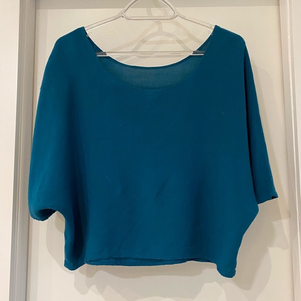 Jolie Teal  Crop Top short sleeve dolman small